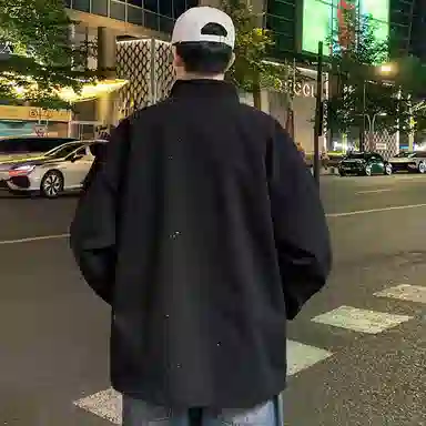 红蜻蜓 美式复古双面穿植物花卉设计感仿刺绣满天星纯色简约高街防风无性别主义学院风户外通勤宽松休闲飞行员棒球服夹克外套 男女同款
