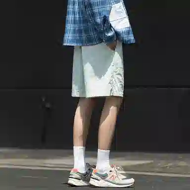 红蜻蜓 清新少年感美式复古潮流百搭条纹设计经典款系带五分休闲短裤 男女同款