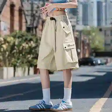 红蜻蜓 美式高街复古时髦特色大口袋耐看大气休闲工装短裤 男女同款