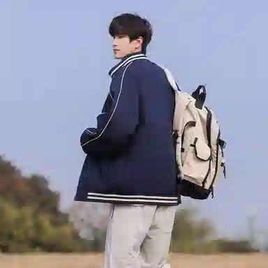 红蜻蜓 美式潮牌复古春秋外套男宽松工装拼色休闲情侣骑行服潮流夹克 男女同款