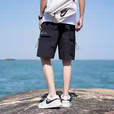 红蜻蜓 美式高街复古潮流设计字母印花百搭时尚高级休闲短裤 男女同款