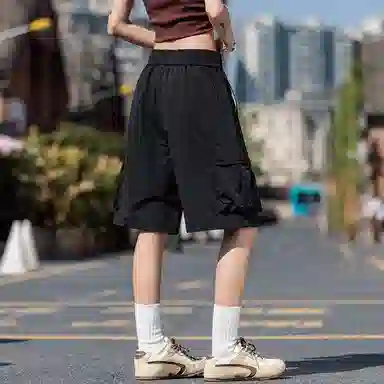 红蜻蜓 美式高街复古时髦特色大口袋耐看大气休闲工装短裤 男女同款