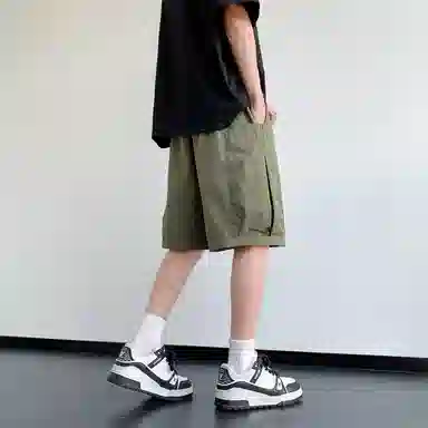 红蜻蜓 美式高街潮流舒适柔软透气凉感篮球跑步针织直筒五分裤休闲短裤 男女同款
