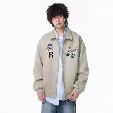 红蜻蜓 美式复古卡通数字字母无性别主义休闲外套男春秋款拼接春季棒球服保暖男款春装夹克 男女同款