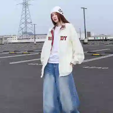 红蜻蜓 美式复古高街设计感拼色经典翻领高级舒适宽松休闲百搭日常通勤潮流时尚简约直筒防晒服 男女同款