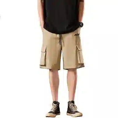 红蜻蜓 美式复古高街设计感经典高级宽松舒适百搭日常通勤潮流时尚简约直筒五分休闲短裤 男女同款