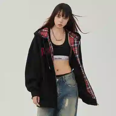 红蜻蜓 美式复古高街设计感数字字母印花宽松百搭舒适防风保暖休闲棒球服外套卫衣 男女同款