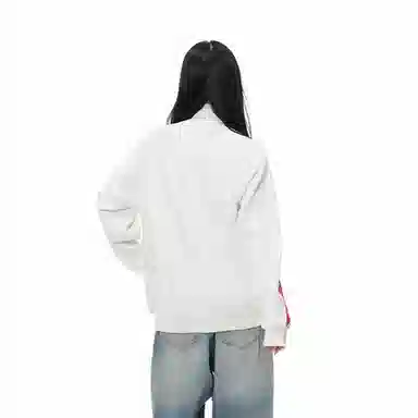 红蜻蜓 美式高街重磅设计感侧边条纹三条杠数字字母印花宽松百搭舒适防风保暖休闲棒球服外套卫衣 男女同款