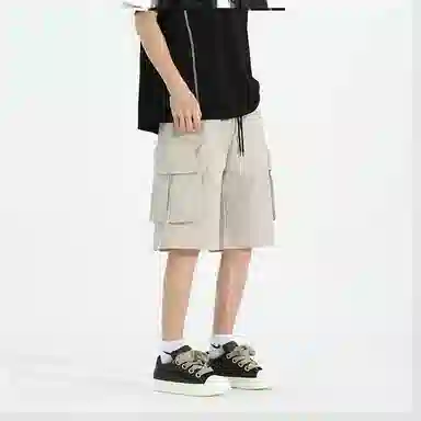 红蜻蜓 美式潮牌设计感复古工装男士夏季潮牌宽松直筒运动裤冰丝速干休闲短裤 男女同款