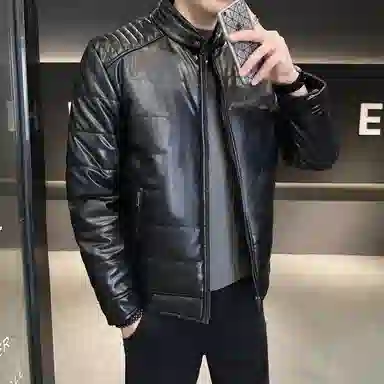 厚款加绒防风保暖纯色割圈绒长袖休闲基础皮棉衣皮衣 男女同款