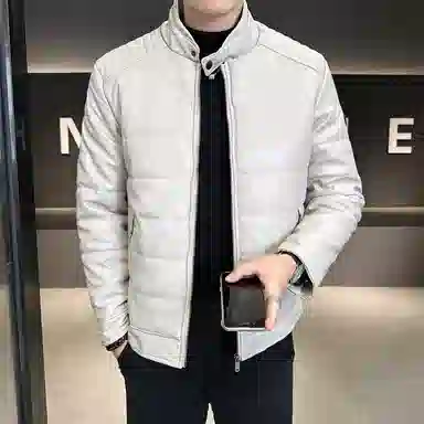 厚款加绒防风保暖纯色割圈绒长袖休闲基础皮棉衣皮衣 男女同款