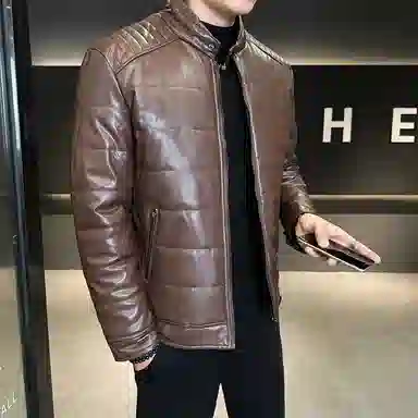 厚款加绒防风保暖纯色割圈绒长袖休闲基础皮棉衣皮衣 男女同款