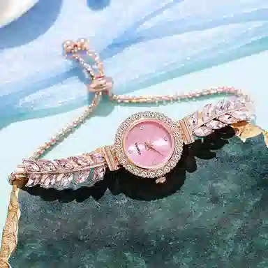 LANDU Bracelet Watch Pink Dial