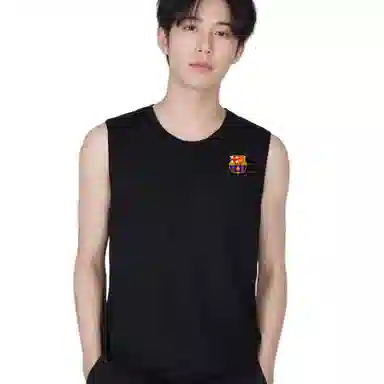 巴塞罗那足球俱乐部 重磅纯棉男士高端精梳棉篮球服加大码无袖背心 男女同款