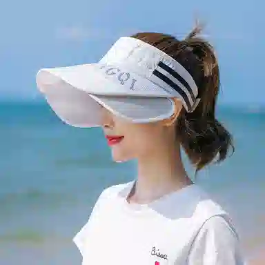 啄木鸟 户外运动大帽檐空顶帽子男骑行防紫外线伸缩抽拉檐遮阳帽子女 聚酯纤维 防晒帽 男女同款情侣款