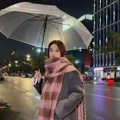 啄木鸟 高级感仿马海毛条纹撞色加绒加厚学生百搭秋冬季保暖格子长款流苏 绒线围巾 男女同款情侣款