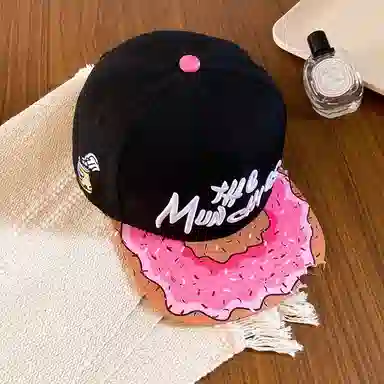 啄木鸟 创意缺口甜甜圈嘻哈说唱街头刺绣平顶平檐 涤棉 棒球帽 男女同款情侣款