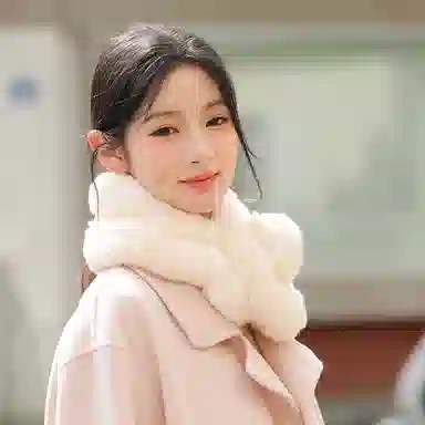 啄木鸟 甜美可爱软糯毛茸茸加绒加厚保暖防寒纯色高级感皮草时尚百搭 獭兔毛 绒线围巾 男女同款情侣款