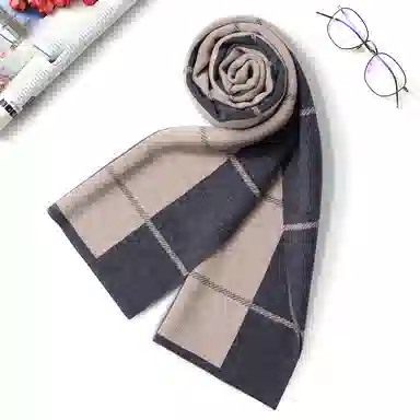 通勤出街神器 啄木鸟 时尚百搭英伦格子加厚保暖防寒含羊毛针织 绒线围巾 男女同款情侣款