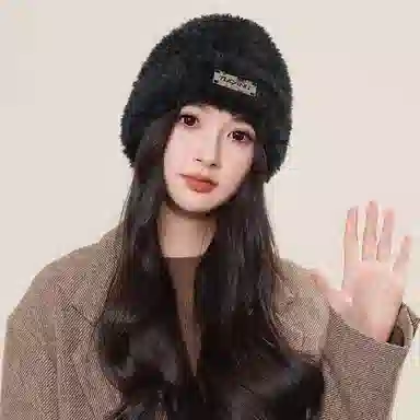 啄木鸟 韩系毛茸茸甜美可爱秋冬季保暖加厚护耳显脸小纯色百搭潮流 聚酯纤维 绒线帽 男女同款情侣款
