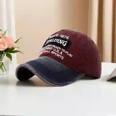 啄木鸟 美式复古撞色贴布字母刺绣水洗棒球帽大头围休闲百搭潮流 棉 鸭舌帽 男女同款情侣款