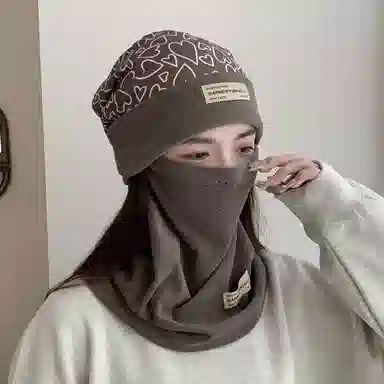 【秋冬必备】 啄木鸟 秋冬加厚保暖围脖面罩包头帽高颜值滑雪骑行挂耳面罩帽子两件组合 德绒 绒线帽 男女同款情侣款