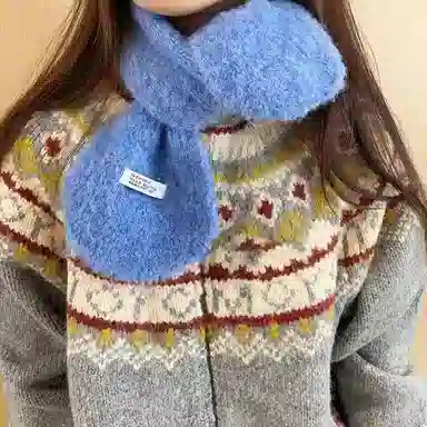 啄木鸟 羊毛韩系时尚百搭保暖加厚防寒百变氛围感显肤白针织 羊毛 绒线围巾 男女同款情侣款