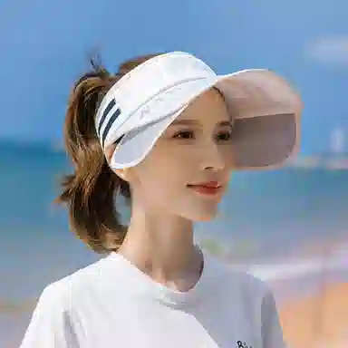 啄木鸟 户外运动大帽檐空顶帽子男骑行防紫外线伸缩抽拉檐遮阳帽子女 聚酯纤维 防晒帽 男女同款情侣款