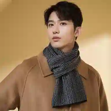 啄木鸟 欧美时尚纯羊毛秋冬季加厚保暖防风商务休闲围脖新款韩式条纹高档脖套精装 绒线围巾 男款