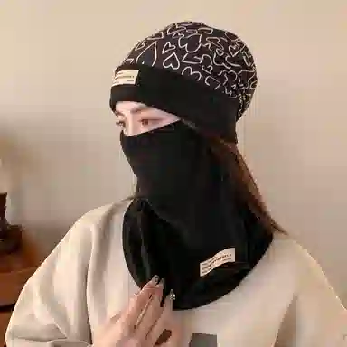 【秋冬必备】 啄木鸟 秋冬加厚保暖围脖面罩包头帽高颜值滑雪骑行挂耳面罩帽子两件组合 德绒 绒线帽 男女同款情侣款