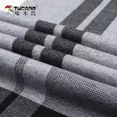 啄木鸟 时尚休闲格纹秋冬季加厚保暖围脖含针织 羊毛混纺 围巾 男女同款情侣款