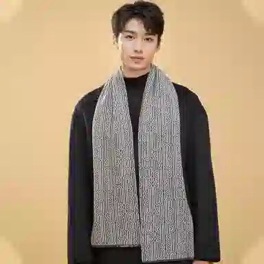 啄木鸟 欧美时尚纯羊毛秋冬季加厚保暖防风商务休闲围脖新款韩式条纹高档脖套精装 绒线围巾 男款