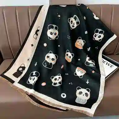 啄木鸟 时尚韩系可爱熊猫拼色加宽秋冬加厚保暖防寒骑行甜美百搭 绒线围巾 男女同款情侣款