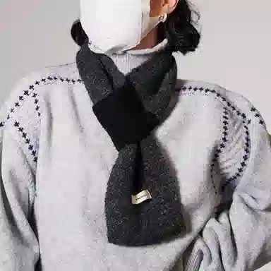 【通勤出街神器】 啄木鸟 圈圈羊毛秋冬季保暖防寒交叉懒人便捷围脖日韩时尚百搭 尼龙 绒线围巾 女款