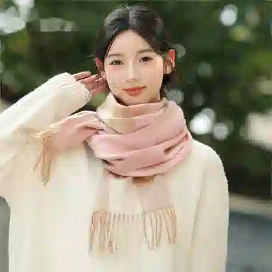啄木鸟 新款秋冬季加厚保暖户外骑行防风寒格子流苏潮绵羊毛 绒线围巾 女款