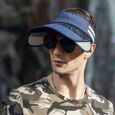 啄木鸟 户外运动大帽檐空顶帽子男骑行防紫外线伸缩抽拉檐遮阳帽子女 聚酯纤维 防晒帽 男女同款情侣款