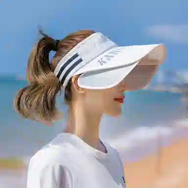 啄木鸟 户外运动大帽檐空顶帽子男骑行防紫外线伸缩抽拉檐遮阳帽子女 聚酯纤维 防晒帽 男女同款情侣款