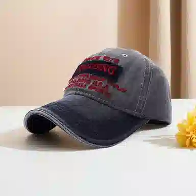 啄木鸟 美式复古撞色贴布字母刺绣水洗棒球帽大头围休闲百搭潮流 棉 鸭舌帽 男女同款情侣款