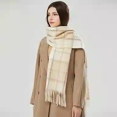 啄木鸟 绵羊毛清新甜美显肤白氛围感秋冬季圈圈纱加绒加厚高级感小香风百搭流苏 绒线围巾 女款