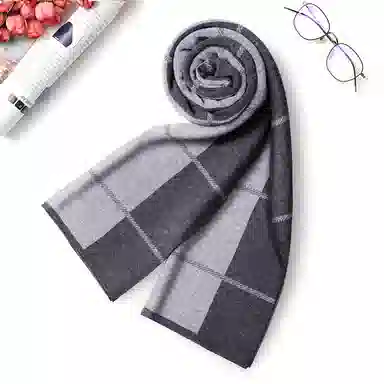 通勤出街神器 啄木鸟 时尚百搭英伦格子加厚保暖防寒含羊毛针织 绒线围巾 男女同款情侣款