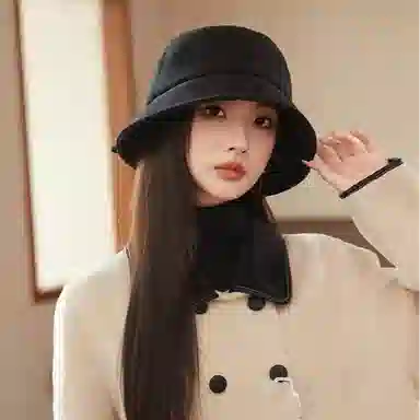 啄木鸟 文艺优雅气质蝴蝶结纯色盆帽秋冬保暖遮脸素颜显脸小桶帽 聚酯纤维 渔夫帽 女款