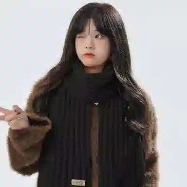 啄木鸟 韩版百搭帽子围巾两件套装加宽加厚保暖防寒肤白显脸小文艺氛围感 腈纶 绒线帽 男女同款情侣款