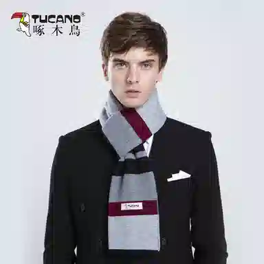 啄木鸟 时尚休闲格纹秋冬季加厚保暖围脖含针织 羊毛混纺 围巾 男女同款情侣款