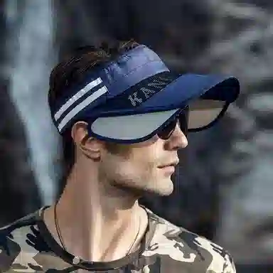 啄木鸟 户外运动大帽檐空顶帽子男骑行防紫外线伸缩抽拉檐遮阳帽子女 聚酯纤维 防晒帽 男女同款情侣款