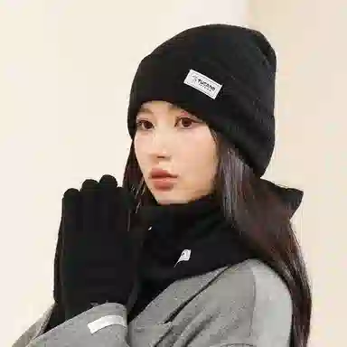 啄木鸟 围巾帽子手套三件套秋冬季加绒保暖防羊驼绒三合一户外骑行围脖套装礼盒精装 腈纶 绒线帽 男女同款情侣款