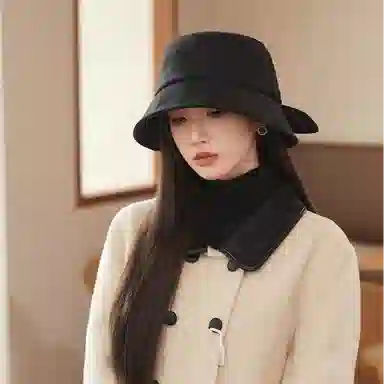 啄木鸟 文艺优雅气质蝴蝶结纯色盆帽秋冬保暖遮脸素颜显脸小桶帽 聚酯纤维 渔夫帽 女款