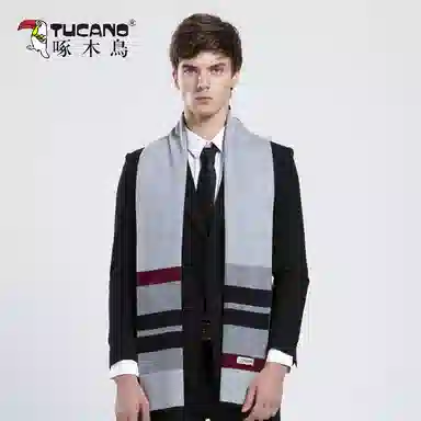 啄木鸟 时尚休闲格纹秋冬季加厚保暖围脖含针织 羊毛混纺 围巾 男女同款情侣款