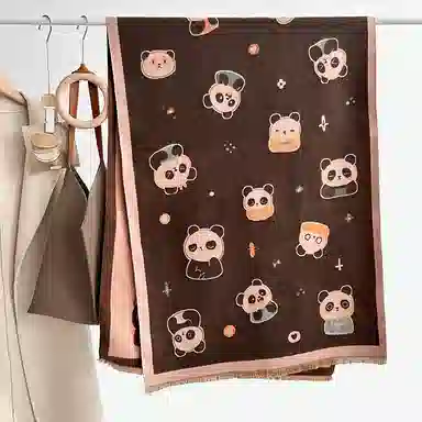 啄木鸟 时尚韩系可爱熊猫拼色加宽秋冬加厚保暖防寒骑行甜美百搭 绒线围巾 男女同款情侣款