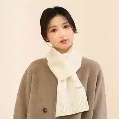 啄木鸟 日韩甜美蝴蝶结纯羊毛小  秋冬季防寒保暖交叉围脖时尚百搭针织脖套精装 绒线围巾 女款