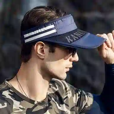 啄木鸟 户外运动大帽檐空顶帽子男骑行防紫外线伸缩抽拉檐遮阳帽子女 聚酯纤维 防晒帽 男女同款情侣款